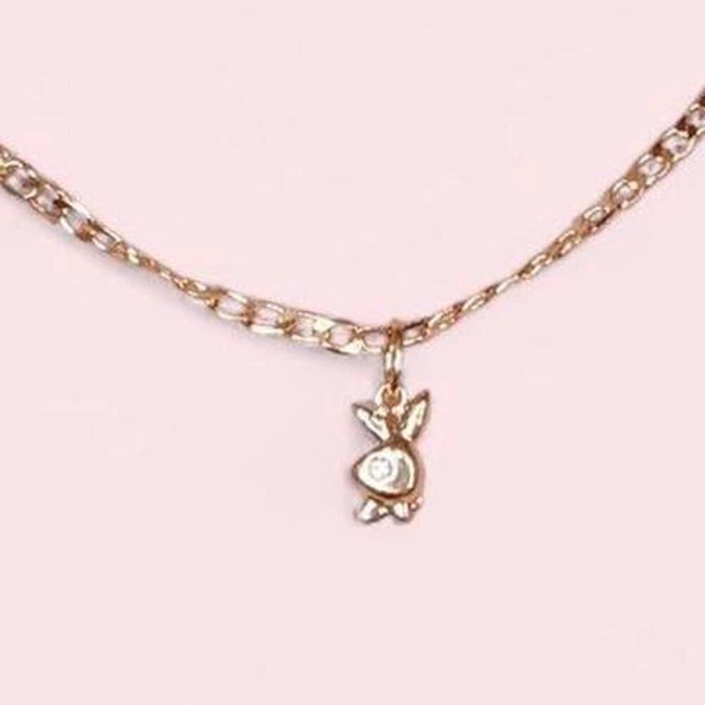 Y2k playboy bunny gold necklace